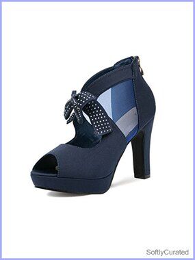 Women Platform High Heel Bow Strappy Sandals Open Toe Zip Evening Heels